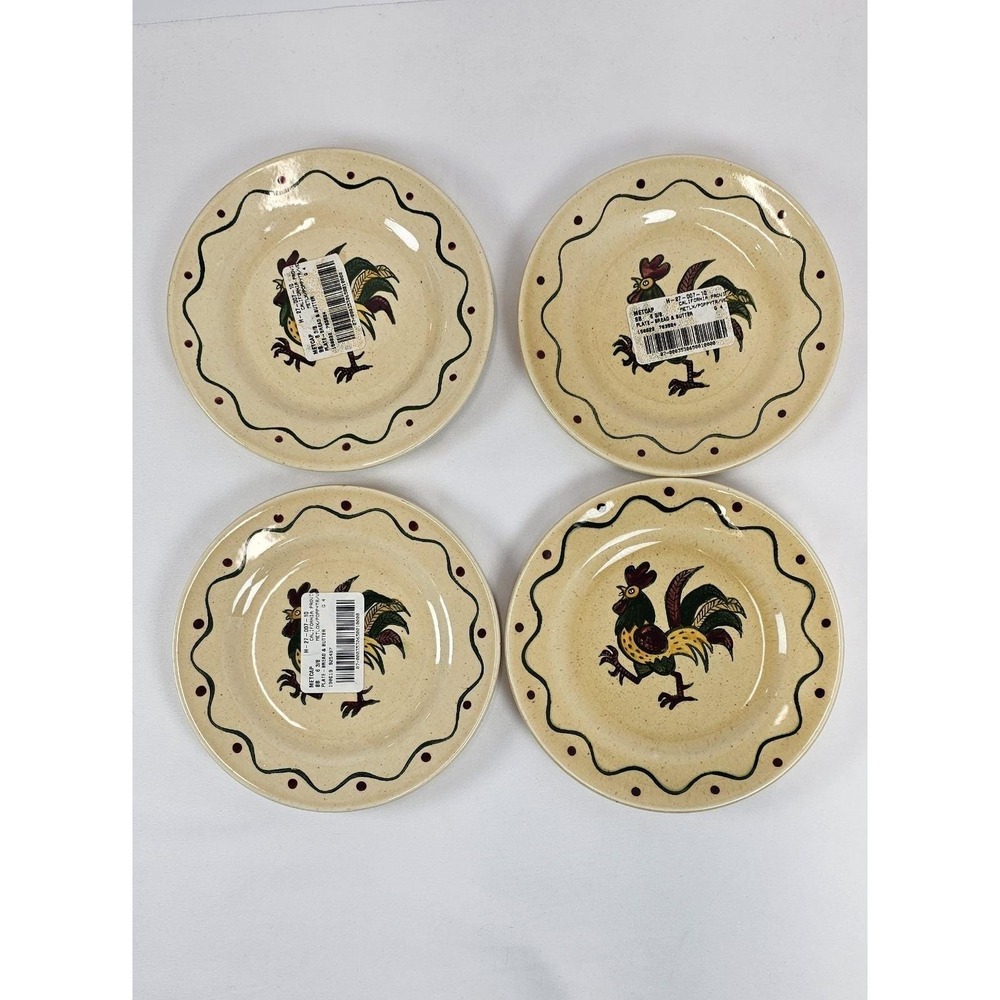 4 Metlox Poppytrail California Provincial Green Rooster Dessert Bowls 6" NEW MCM